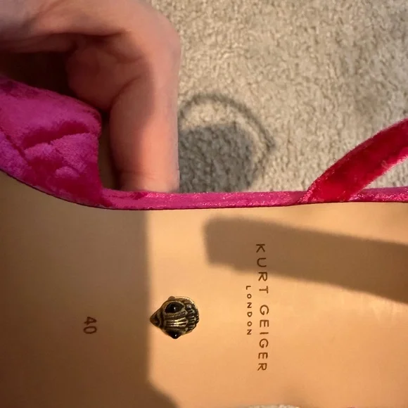 Kurt Geiger Fuchsia Velvet Heels with Crystal Bow - Picture 5 of 5